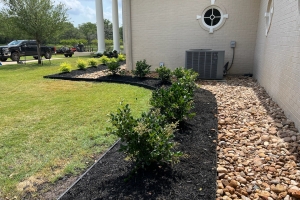 bull rock, wax leaf ligustrum, mulch, landscape border