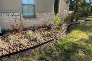 bull rock with landscaping and custom border